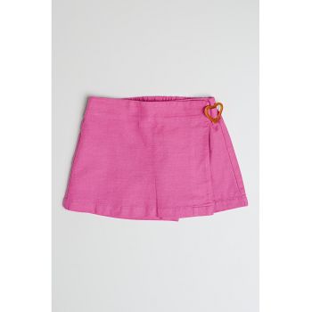 Fusta-pantalon din bumbac cu model uni