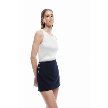 Fusta-pantalon mini cu nasturi decorativi