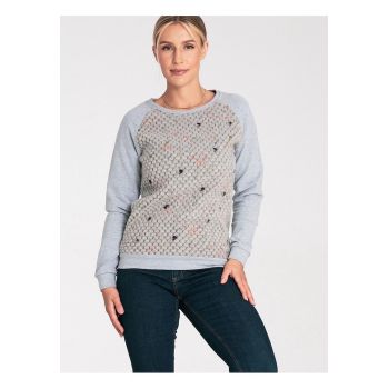 Hanorac dama  simplu - cu maneci lungi - gri - bumbac 98% si elastan 2%