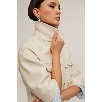 Jacheta crop de piele ecologica