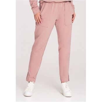 Pantaloni dama -  M1035 - roz inchis - bumbac/elastan