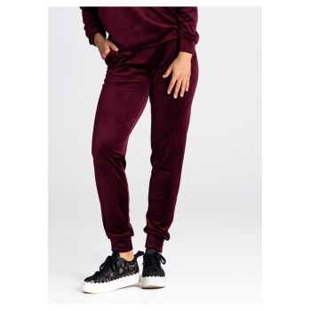 Pantaloni dama -  M965 - catifea - rosu bordo - poliester - elastan