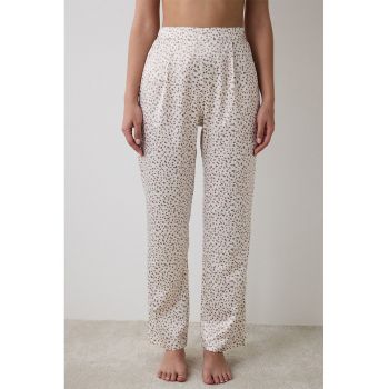 Pantaloni de pijama din satin cu talie inalta