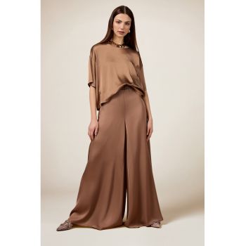 Pantaloni lejeri de satin cu croiala ampla