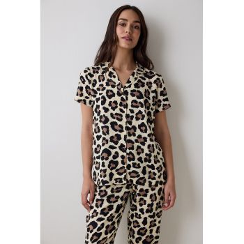 Pijama cu maneci scurte si animal print