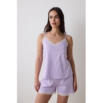 Pijama cu pantaloni scurti si buline