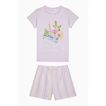 Pijama cu pantaloni scurti si imprimeu grafic