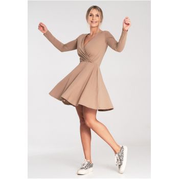 Rochie  bumbac - evazata - bej