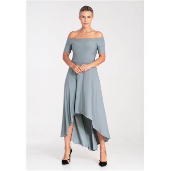 Rochie de seara maxi  gri - poliester