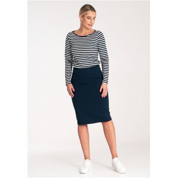 Rochie  M1057 - bleumarin - bicolor - elastic - din bumbac