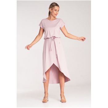 Rochie midi asimetrica -  viscoza - roz