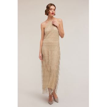 Rochie midi cu decolteu halter