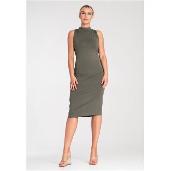 Rochie mulata -  model M1031 - cu guler - viscoza - verde - material elastic
