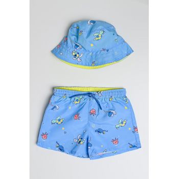 Set de pantaloni scurti cu imprimeu si palarie