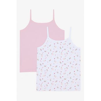 Set de topuri uni si cu model grafic - 2 piese