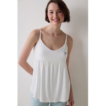 Top de pijama cu decolteu rotund pentru gravide