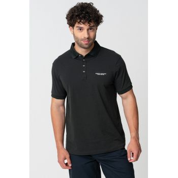 Tricou polo slim fit din bumbac cu logo discret