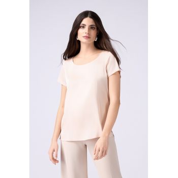 Tricou satinat cu decolteu rotund
