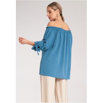 Bluza Boho dama -  Poliester/Elastan - Albastru -
