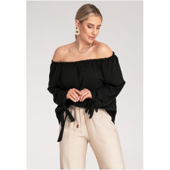 Bluza Boho dama -  Poliester/Elastan - Negru -