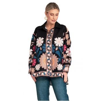 Bluza boho  florala - multicolor - asimetrica - poliester -