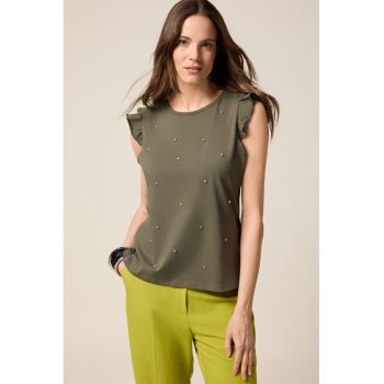 Bluza cu maneci cu volane si aplicatii de strasuri