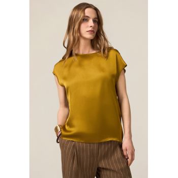 Bluza cu maneci scurte si aspect satinat