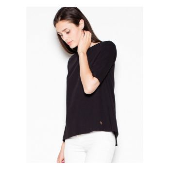 Bluza dama -  asimetrica - decupaj spate - negru - poliester -