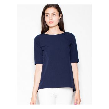 Bluza dama  bleumarin - asimetrica - cu decupaj spate - poliester-viscoza -