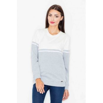 Bluza dama -  Bumbac/Elastan - Gri/Ecru -