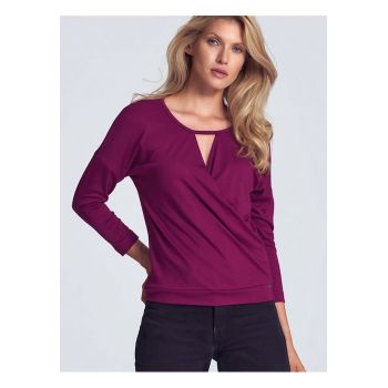 Bluza dama  decolteu plic - maneci 3/4 - violet - elastan/poliester -