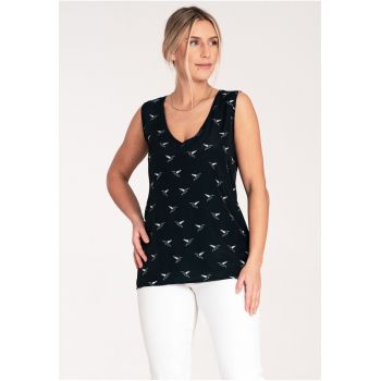 Bluza dama -  Fara maneci - Poliester - Bleumarin