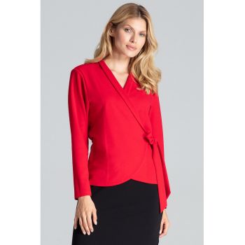 Bluza dama -  Inchidere laterala - Poliester/Elastan - Rosu -