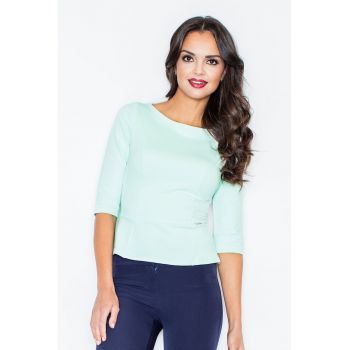 Bluza dama -  Maneca lunga - Bumbac - Turcoaz -