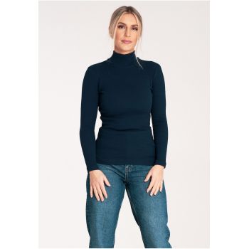 Bluza dama pe gat -  Bumbac/Elastan - Bleumarin
