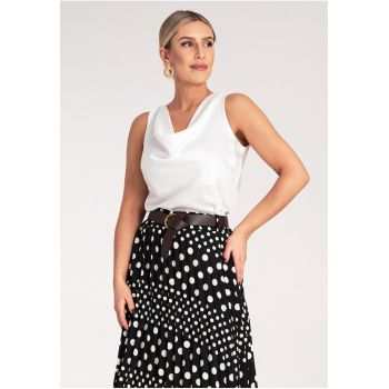 Bluza dama -  Satinata - Poliester/Elastan - Alb -
