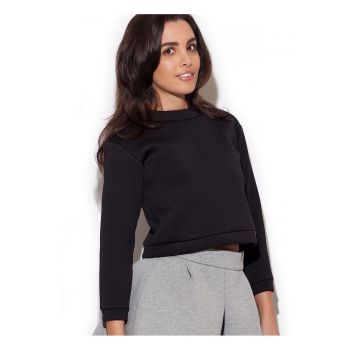 Bluza dama  scurta - maneci lungi - neagra - poliester -