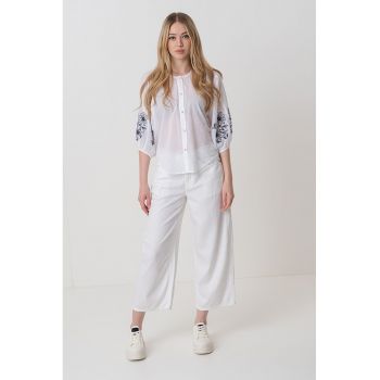 Bluza de bumbac cu detalii brodate