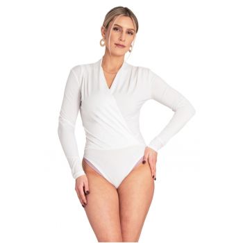 Bluza de tip Body dama  alb - elegant - material elastic - poliester -