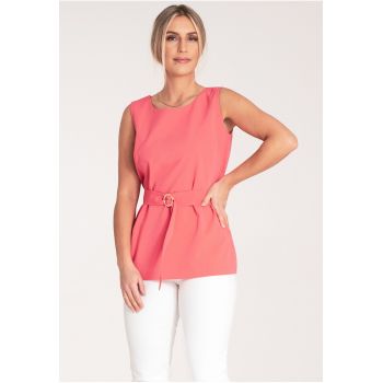 Bluza eleganta pentru dama  cu catarama - poliester/viscoza - roz -