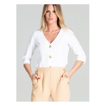 Camasa  alba - scurta - cu maneci 3/4 - din poliester