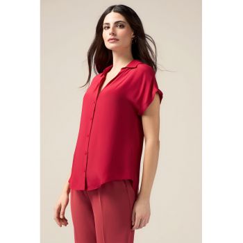 Camasa relaxed fit cu decolteu in V