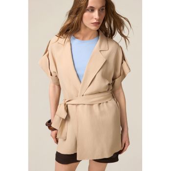 Cardigan petrecut cu cordon in talie