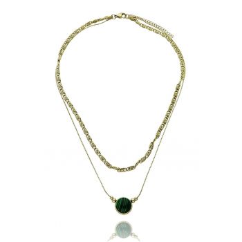 Colier placat cu aur cu piatra verde FN99904