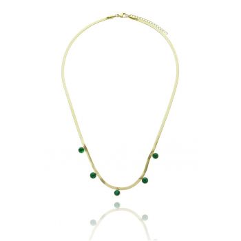 Colier placat cu aur cu pietre verzi FN99905