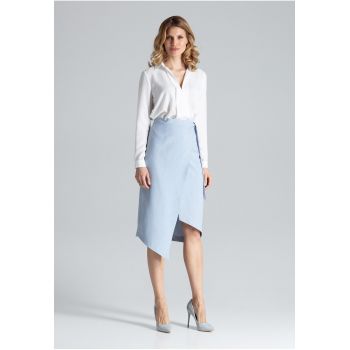 Fusta asimetrica  M629 - albastru deschis - poliester - eleganta si versatila
