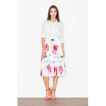 Fusta midi  eleganta - floral - poliester - multicolor
