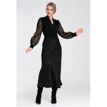 Fusta Midi  negru - viscoza -