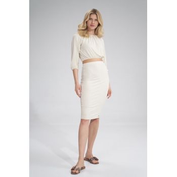 Fusta midi  viscoza - ecru -