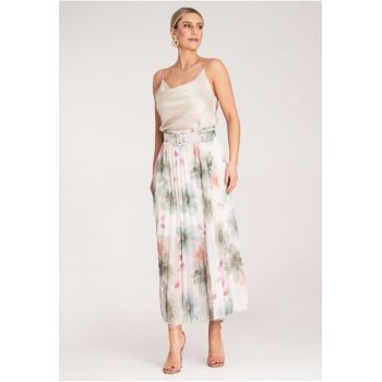 Fusta plisata  eleganta - talie inalta - multicolor - poliester -
